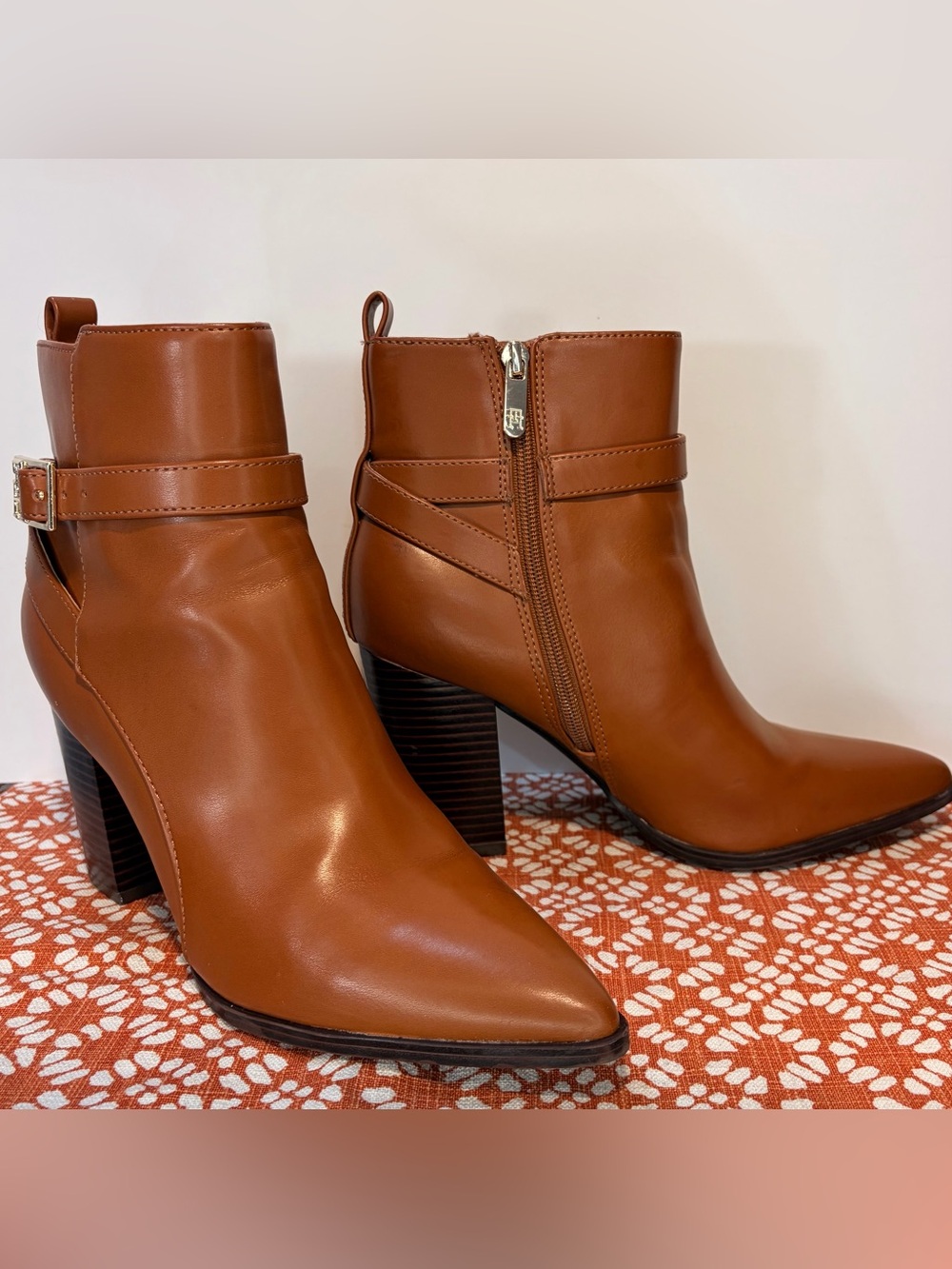 Tommy Hilfiger Cognac Brown Pointed Ankle Miriaha Booties